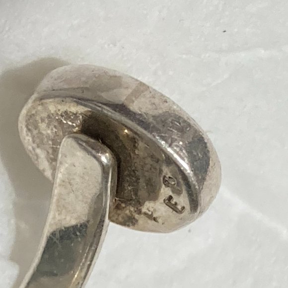 EP Mother of pearl gem in silver by-pass ring, "T" or a cross on the other node. - Picture 13 of 14